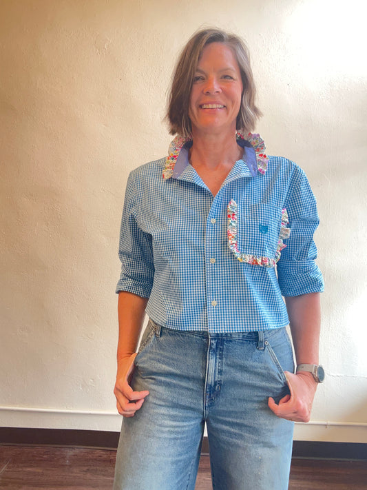 Ruffle Collar top - Large